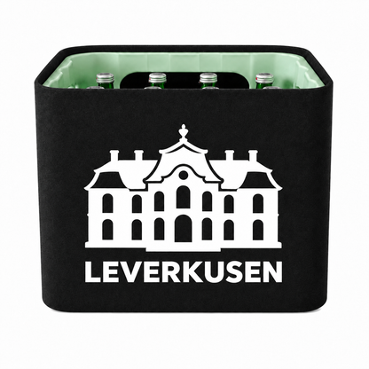 KistenBlende Leverkusen Stadt Silhouette 2 auf Wasserkiste Glas