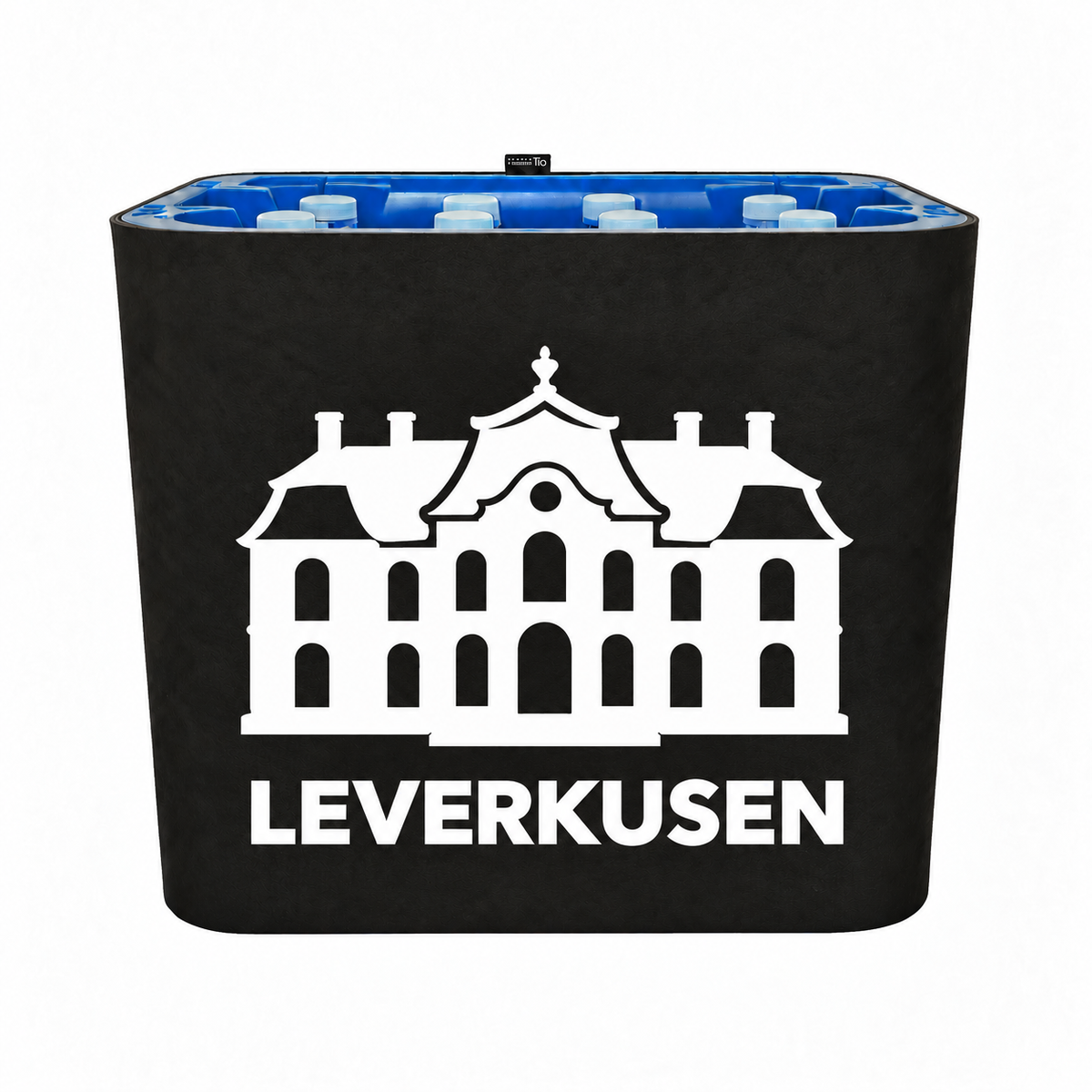 KistenBlende Leverkusen Stadt Silhouette 2 auf Wasserkiste PET