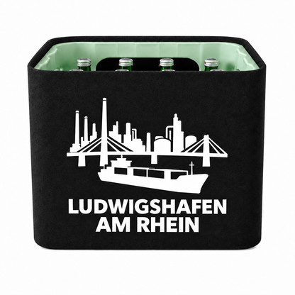 KistenBlende Ludwigshafen am Rhein Stadt Silhouette 2 auf Wasserkiste Glas