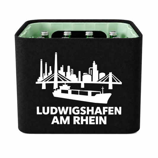 KistenBlende Ludwigshafen am Rhein Stadt Silhouette 2 auf Wasserkiste Glas