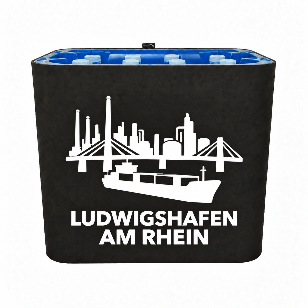KistenBlende Ludwigshafen am Rhein Stadt Silhouette 2 auf Wasserkiste PET