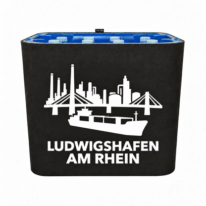 KistenBlende Ludwigshafen am Rhein Stadt Silhouette 2 auf Wasserkiste PET