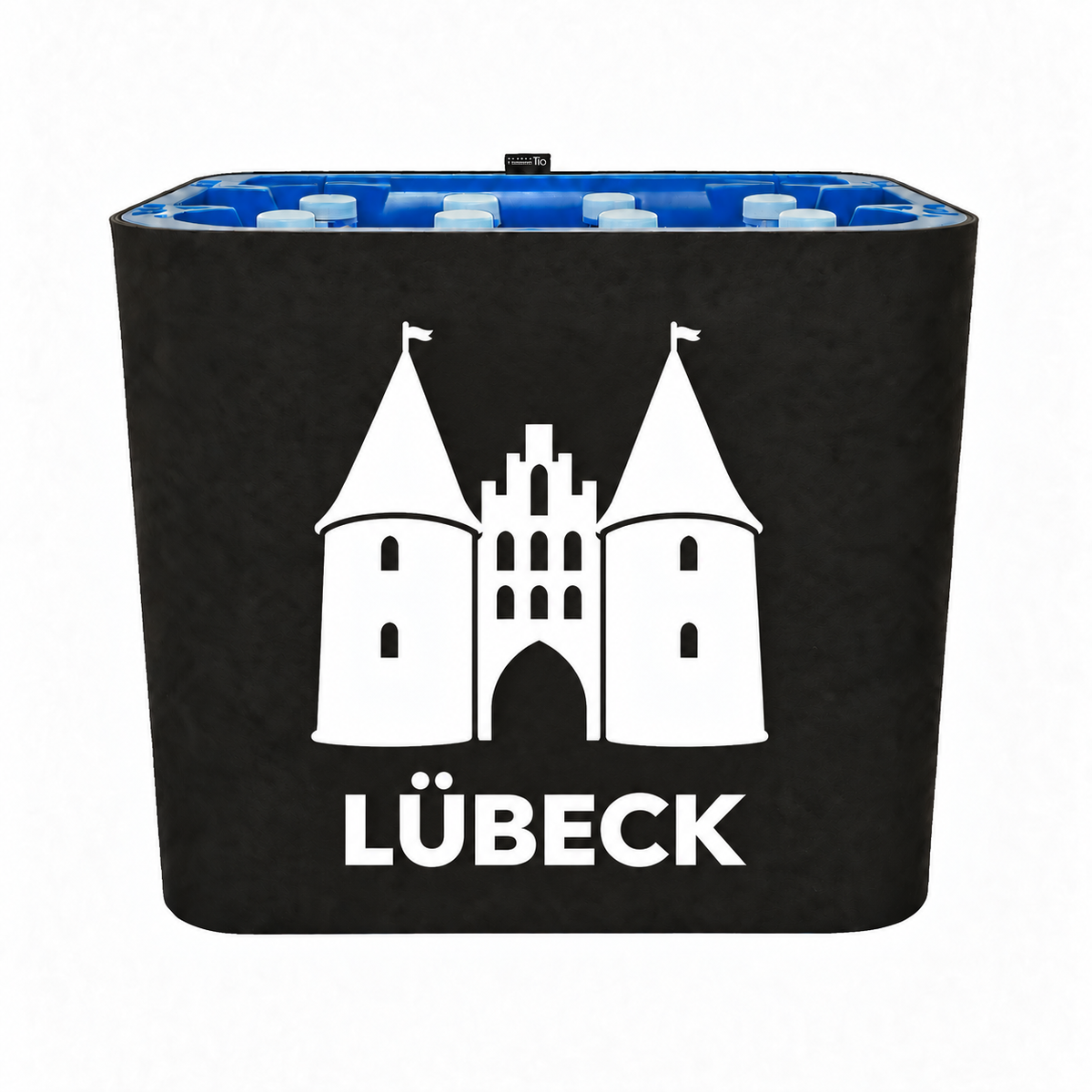 KistenBlende Lübeck Stadt Silhouette 2 auf Wasserkiste PET