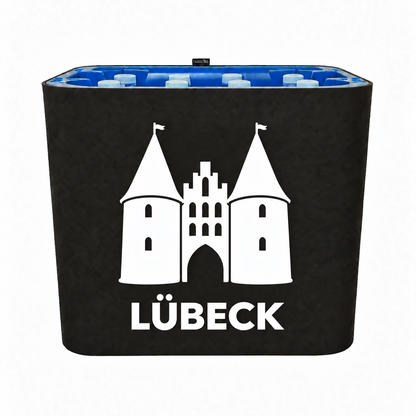 KistenBlende Lübeck Stadt Silhouette 2 auf Wasserkiste PET
