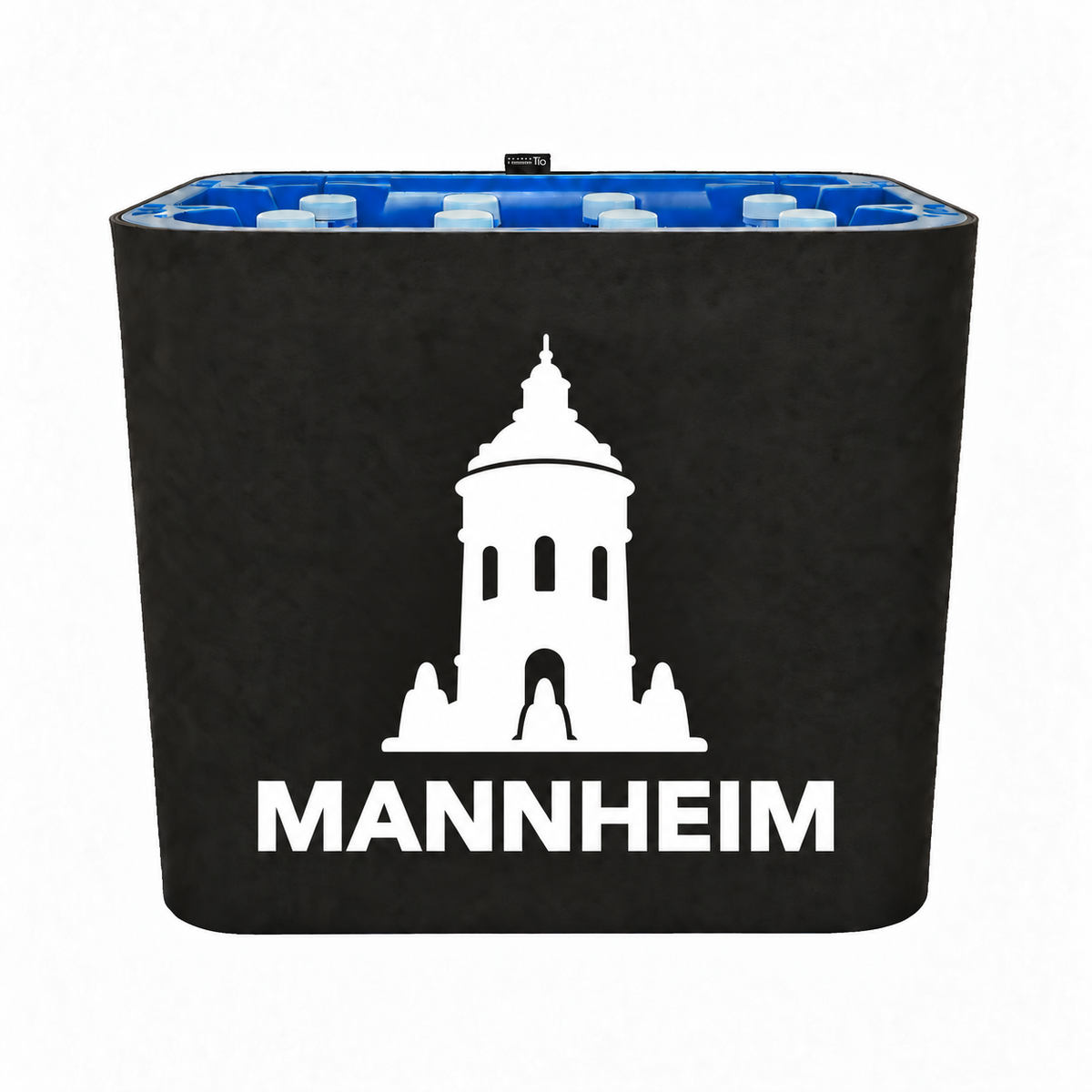 KistenBlende Mannheim Stadt Silhouette 2 auf Wasserkiste PET