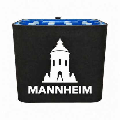 KistenBlende Mannheim Stadt Silhouette 2 auf Wasserkiste PET