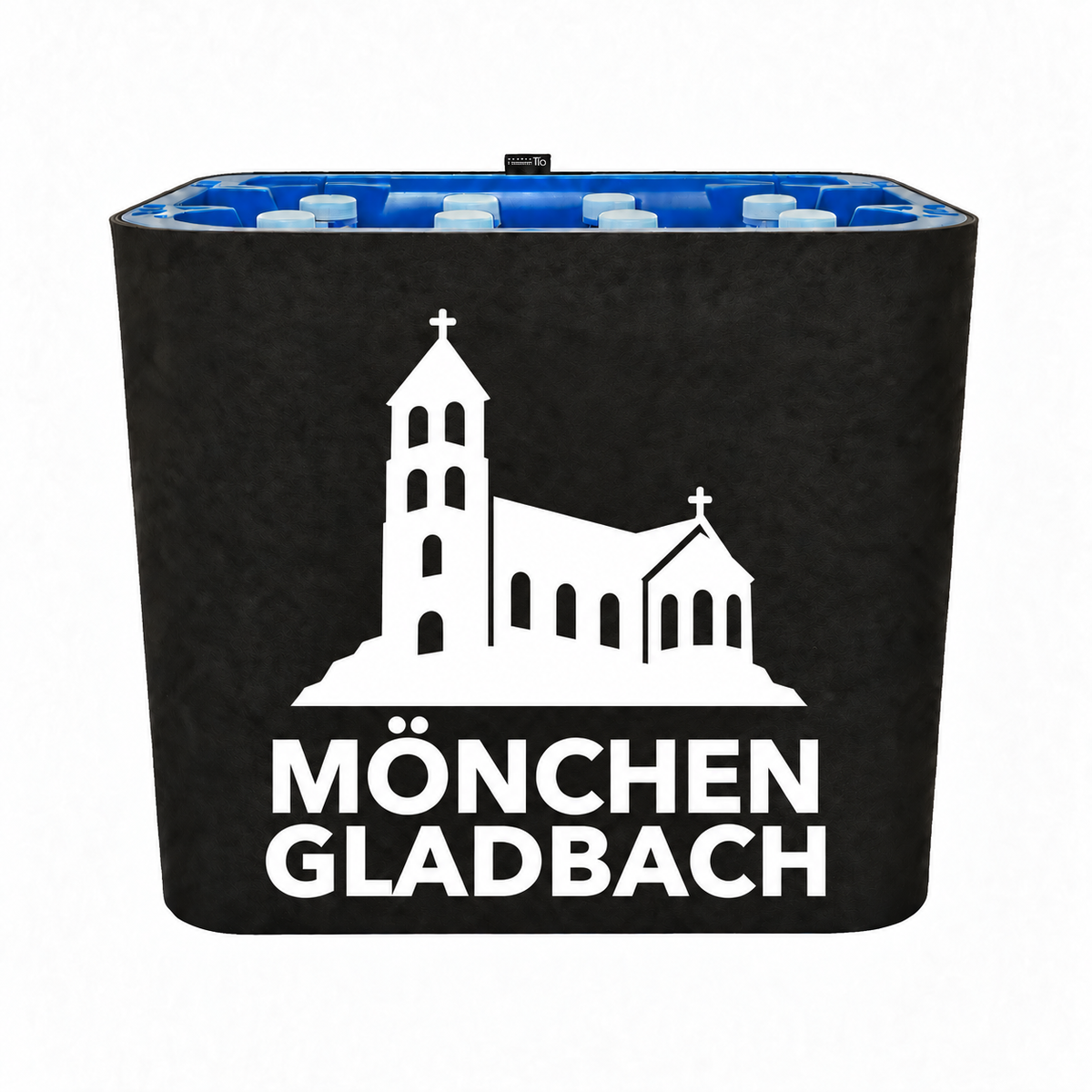 KistenBlende Mönchengladbach Stadt Silhouette 2 auf Wasserkiste PET
