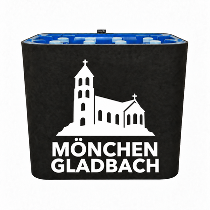 KistenBlende Mönchengladbach Stadt Silhouette 2 auf Wasserkiste PET