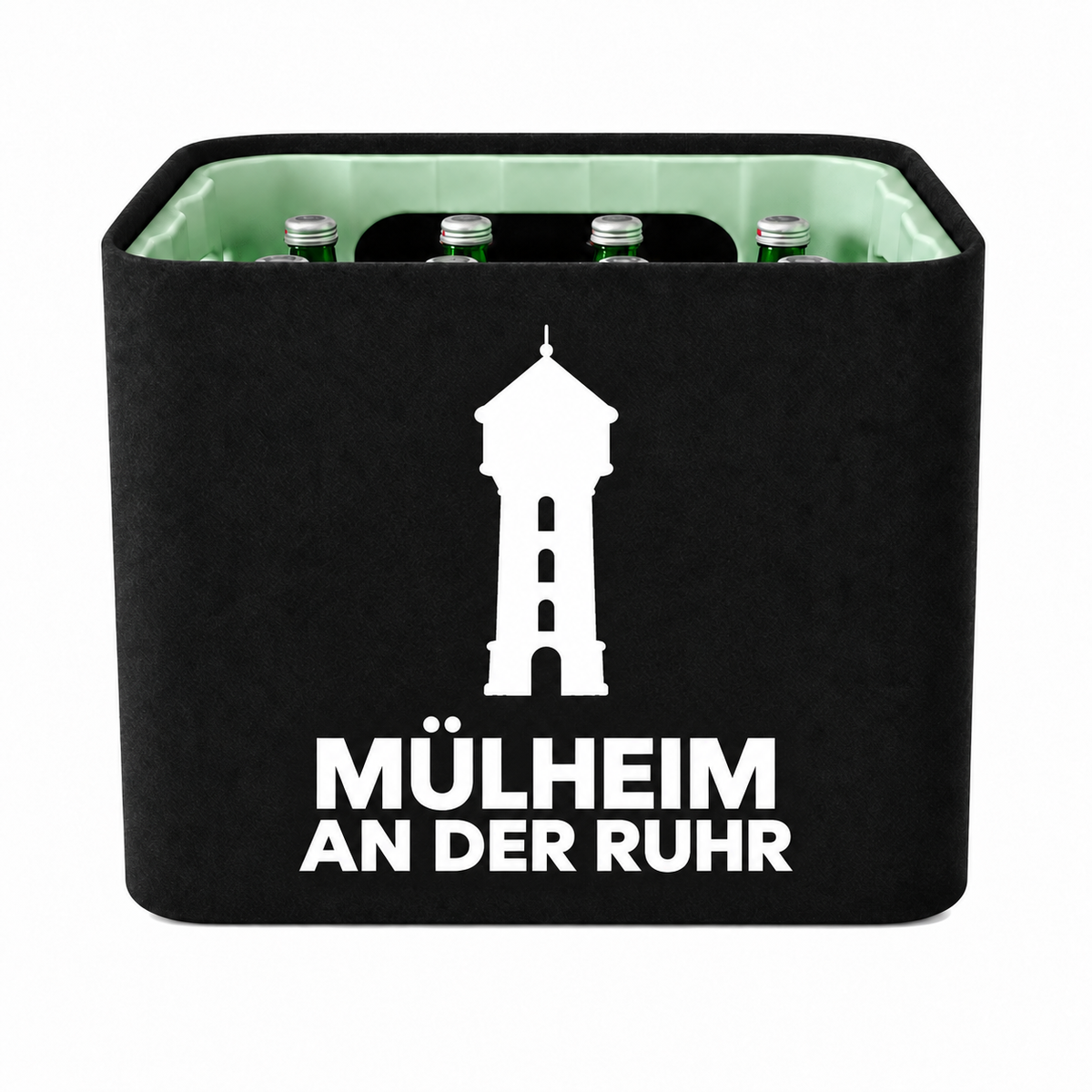 KistenBlende Mülheim an der Ruhr Stadt Silhouette 2 auf Wasserkiste Glas