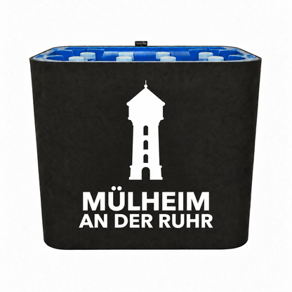 KistenBlende Mülheim an der Ruhr Stadt Silhouette 2 auf Wasserkiste PET