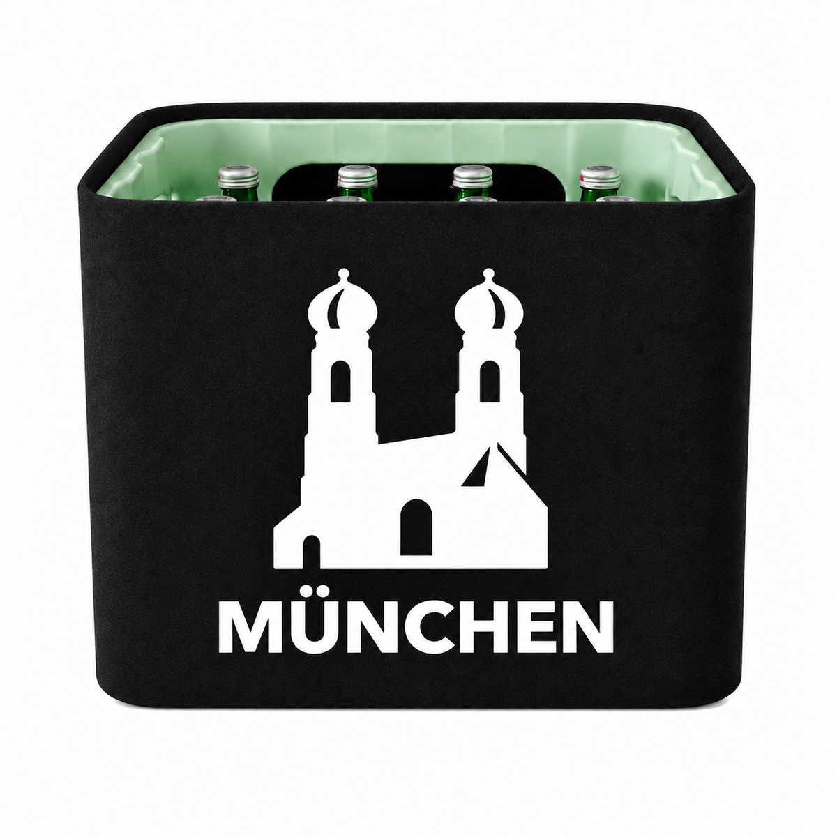 KistenBlende München Stadt Silhouette 2 auf Wasserkiste Glas