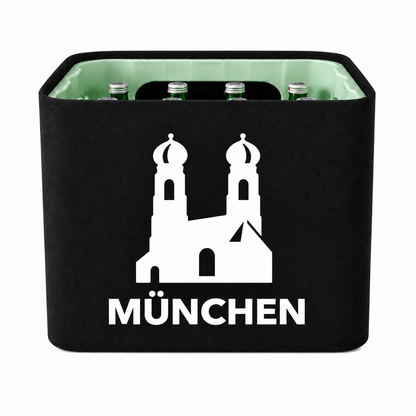KistenBlende München Stadt Silhouette 2 auf Wasserkiste Glas