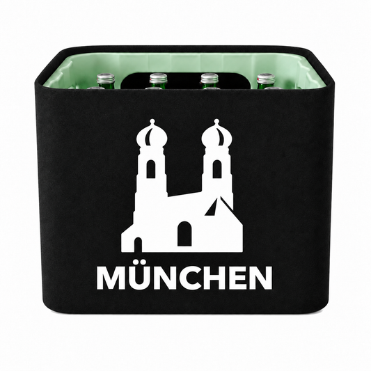KistenBlende München Stadt Silhouette 2 auf Wasserkiste Glas