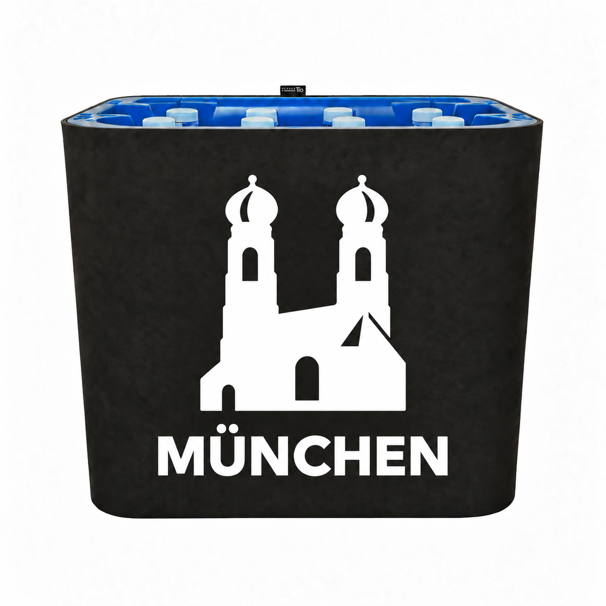 KistenBlende München Stadt Silhouette 2 auf Wasserkiste PET