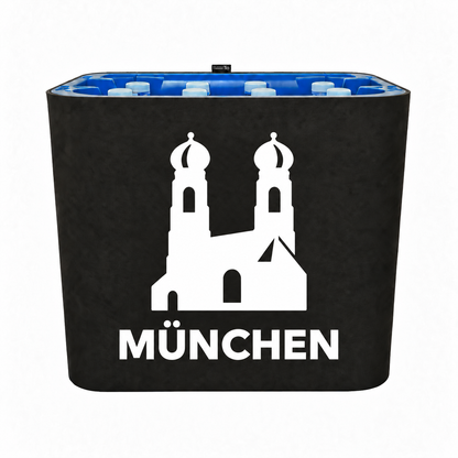 KistenBlende München Stadt Silhouette 2 auf Wasserkiste PET