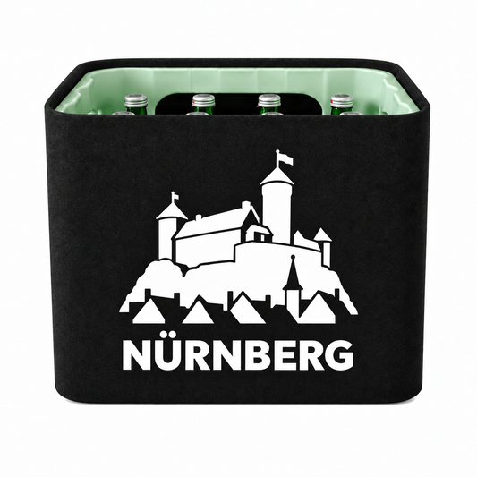 KistenBlende Nürnberg Stadt Silhouette 2 auf Wasserkiste Glas