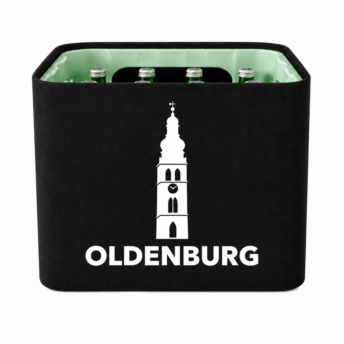 KistenBlende Oldenburg (Oldenburg) Stadt Silhouette 2 auf Wasserkiste Glas