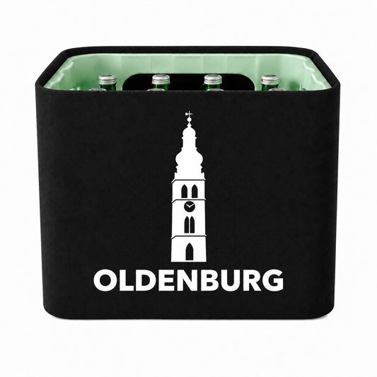 KistenBlende Oldenburg (Oldenburg) Stadt Silhouette 2 auf Wasserkiste Glas