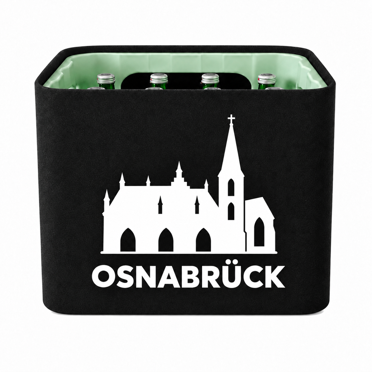 KistenBlende Osnabrück Stadt Silhouette 2 auf Wasserkiste Glas