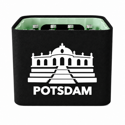 KistenBlende Potsdam Stadt Silhouette 2 auf Wasserkiste Glas
