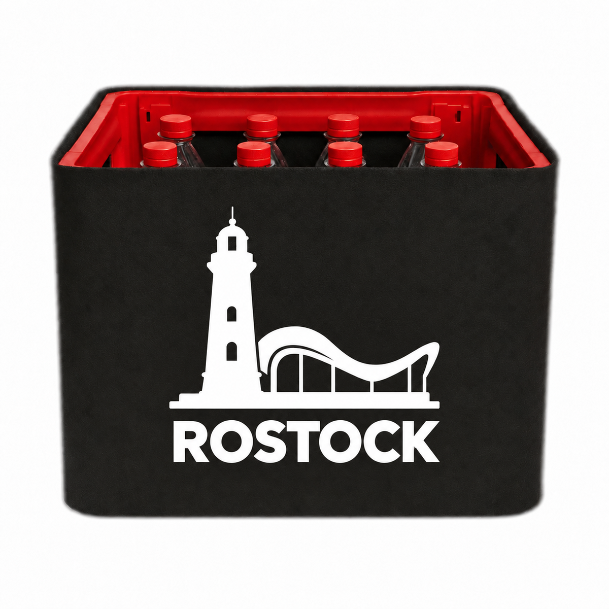 KistenBlende Rostock Stadt Silhouette 2 auf Limonadenkiste PET