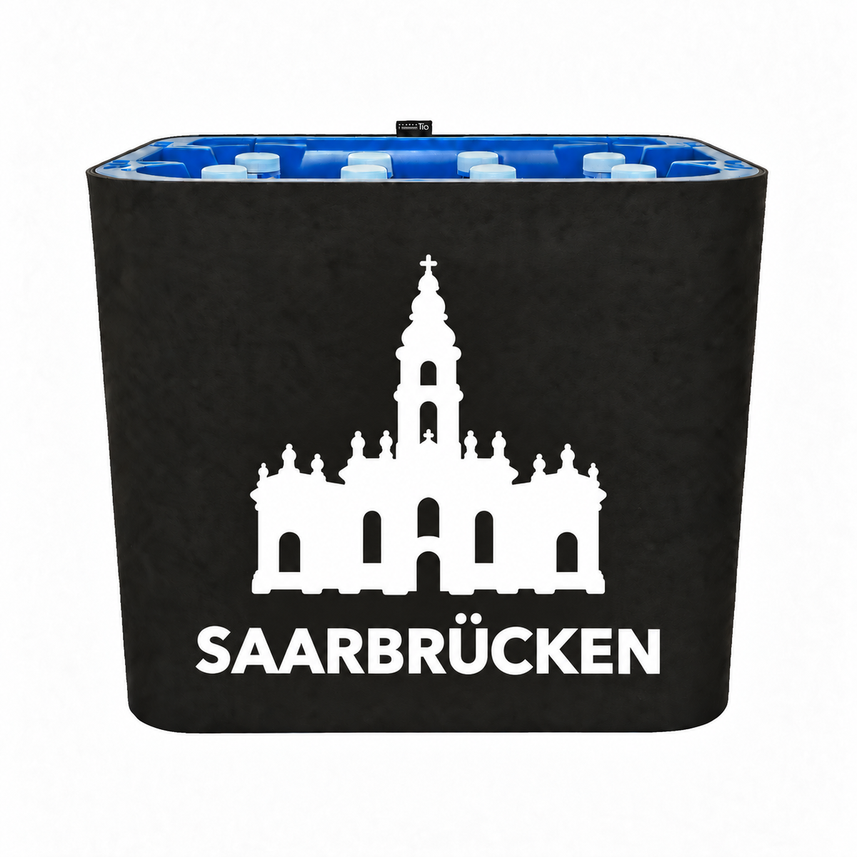 KistenBlende Saarbrücken Stadt Silhouette 2 auf Wasserkiste PET