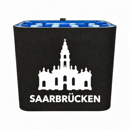 KistenBlende Saarbrücken Stadt Silhouette 2 auf Wasserkiste PET