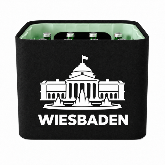 KistenBlende Wiesbaden Stadt Silhouette 2 auf Wasserkiste Glas