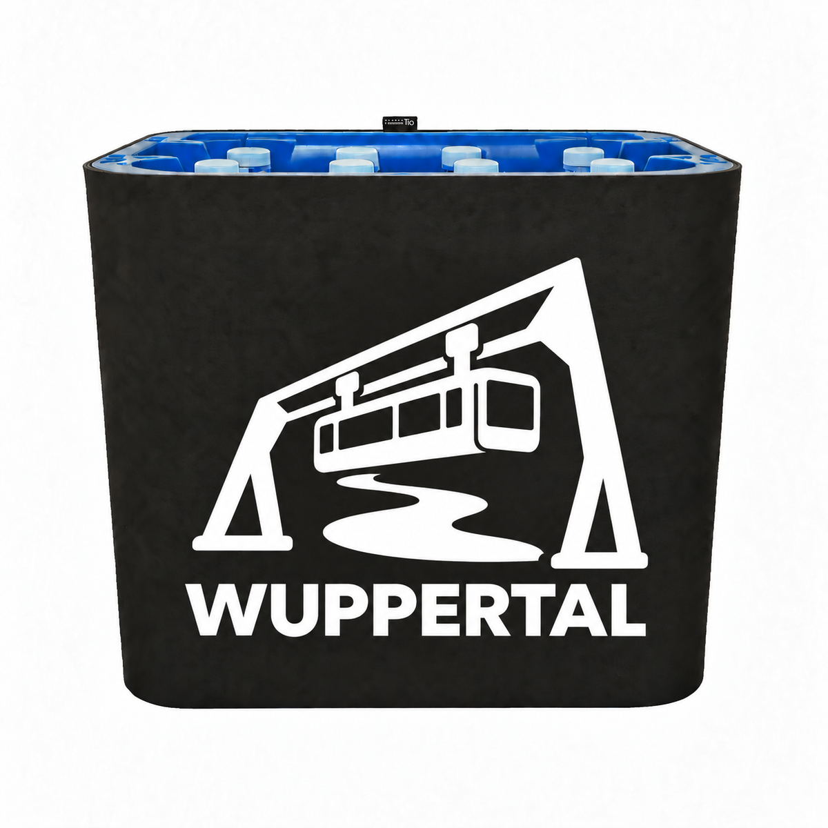 KistenBlende Wuppertal Stadt Silhouette 2 auf Wasserkiste PET