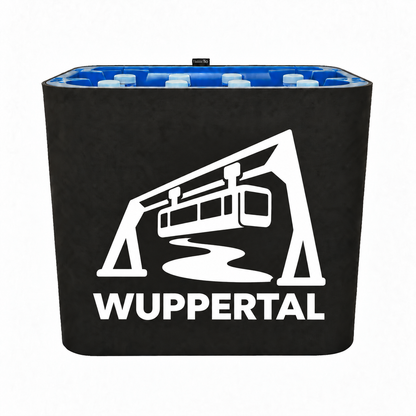 KistenBlende Wuppertal Stadt Silhouette 2 auf Wasserkiste PET
