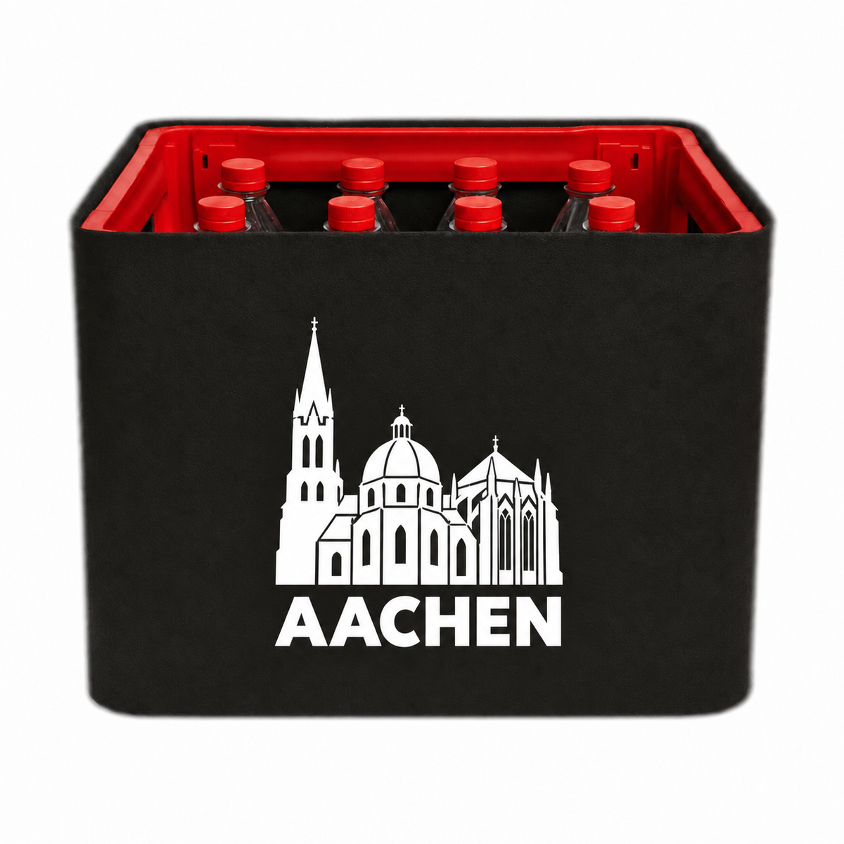 KistenBlende Aachen Stadt Silhouette auf Limonadenkiste PET