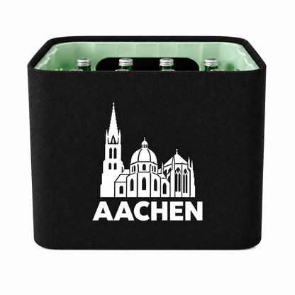 KistenBlende Aachen Stadt Silhouette auf Wasserkiste Glas