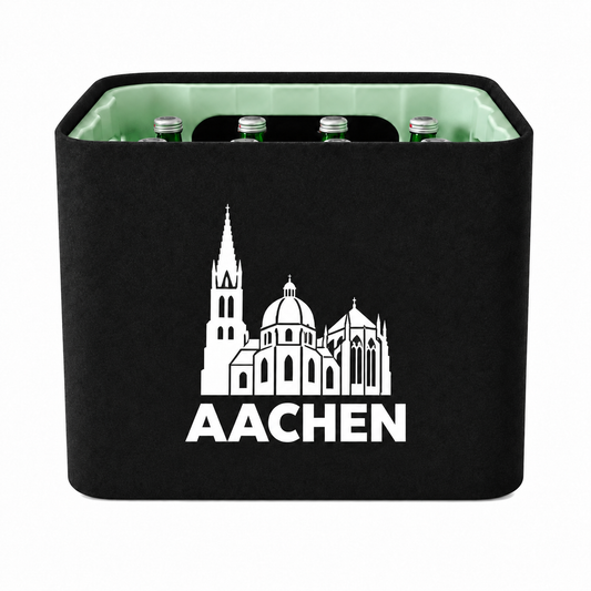 KistenBlende Aachen Stadt Silhouette auf Wasserkiste Glas