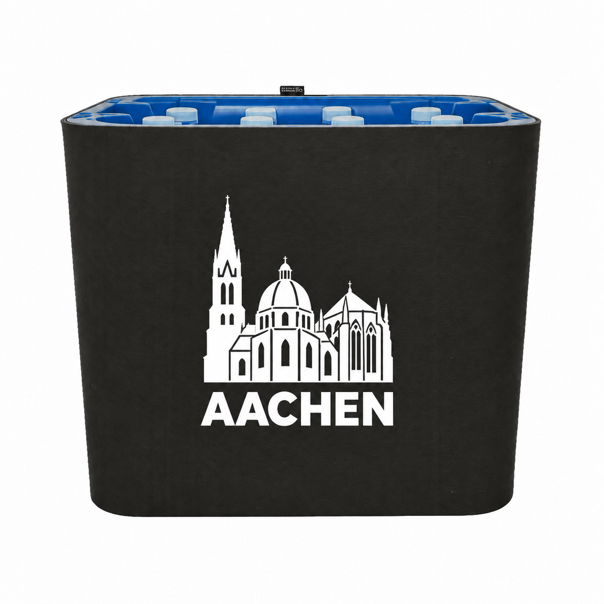 KistenBlende Aachen Stadt Silhouette auf Wasserkiste PET