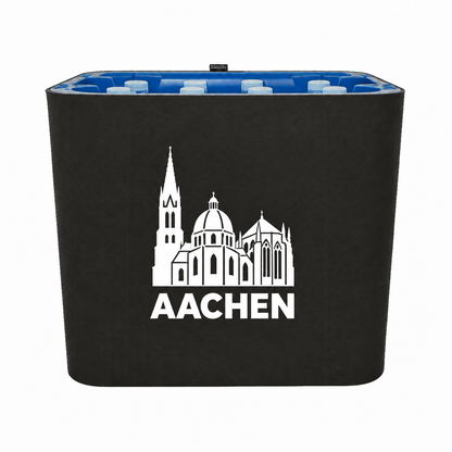 KistenBlende Aachen Stadt Silhouette auf Wasserkiste PET