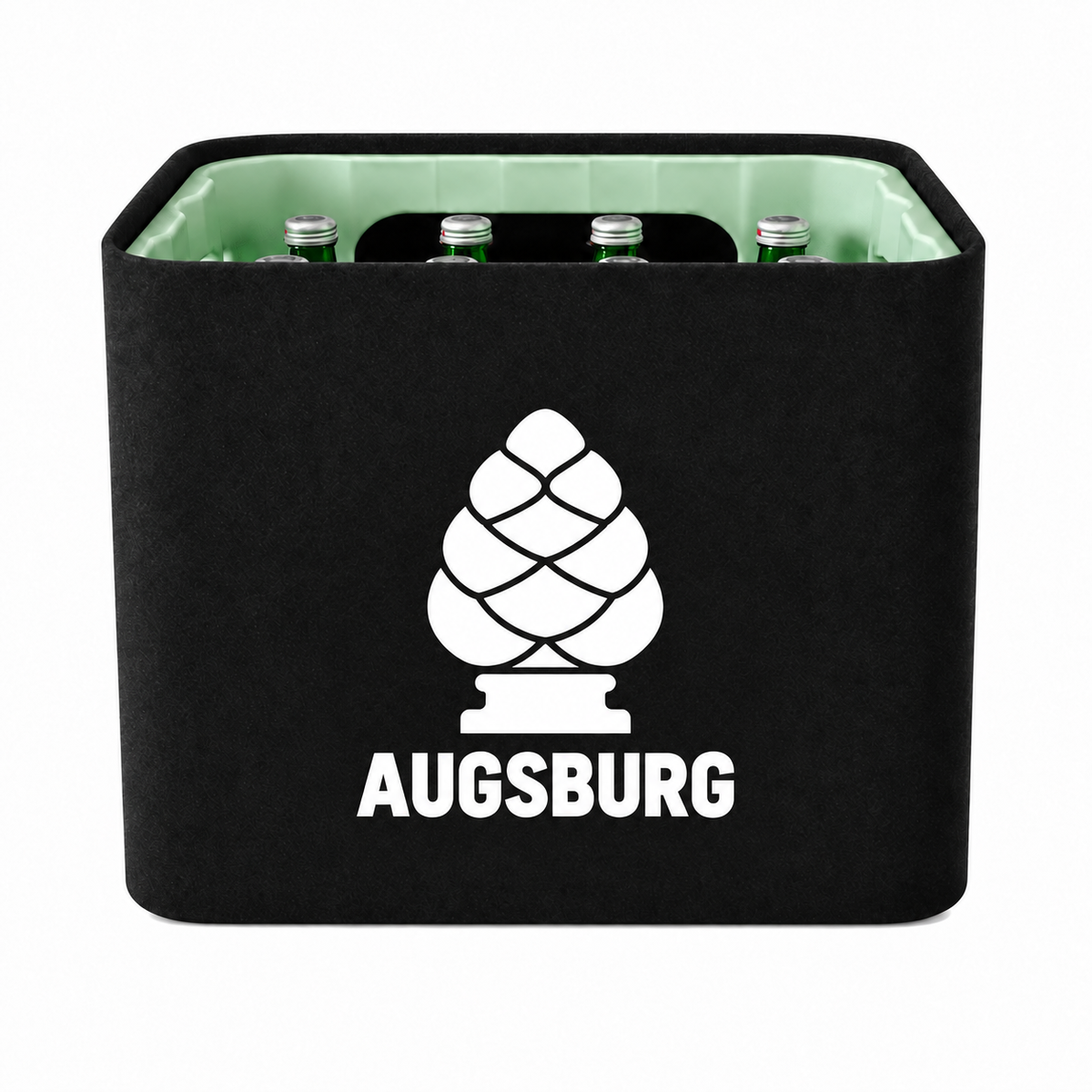 KistenBlende Augsburg Stadt Silhouette auf Wasserkiste Glas