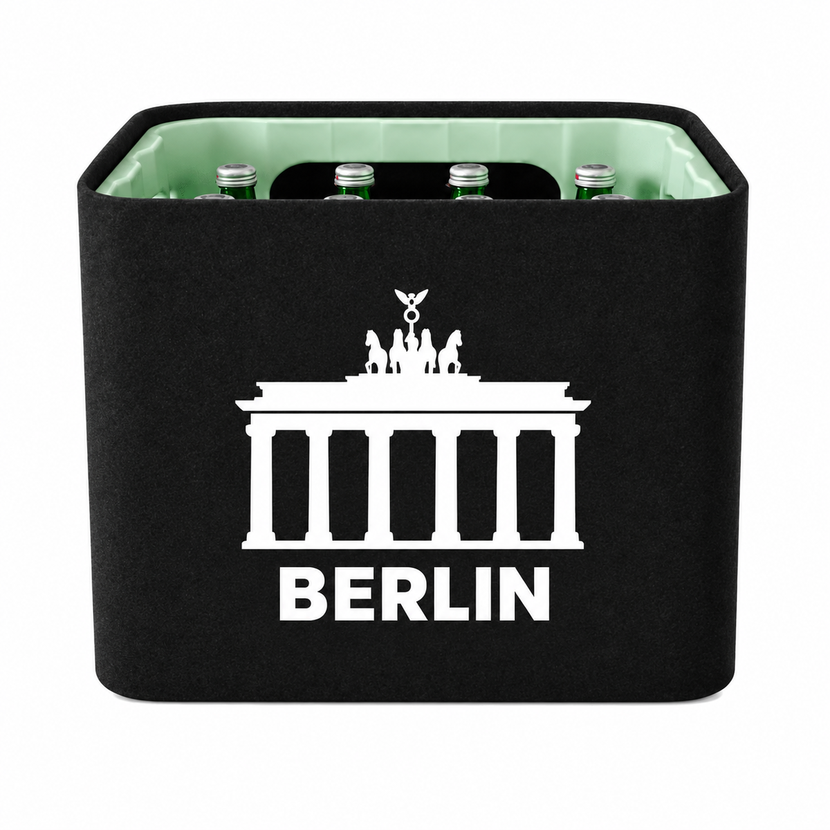 KistenBlende Berlin Stadt Silhouette auf Wasserkiste Glas