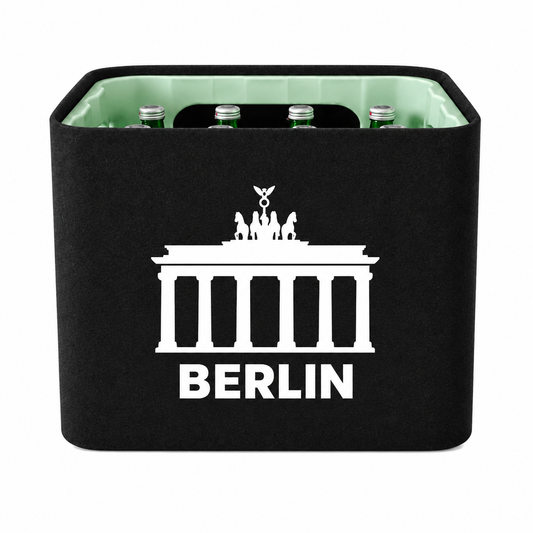 KistenBlende Berlin Stadt Silhouette auf Wasserkiste Glas