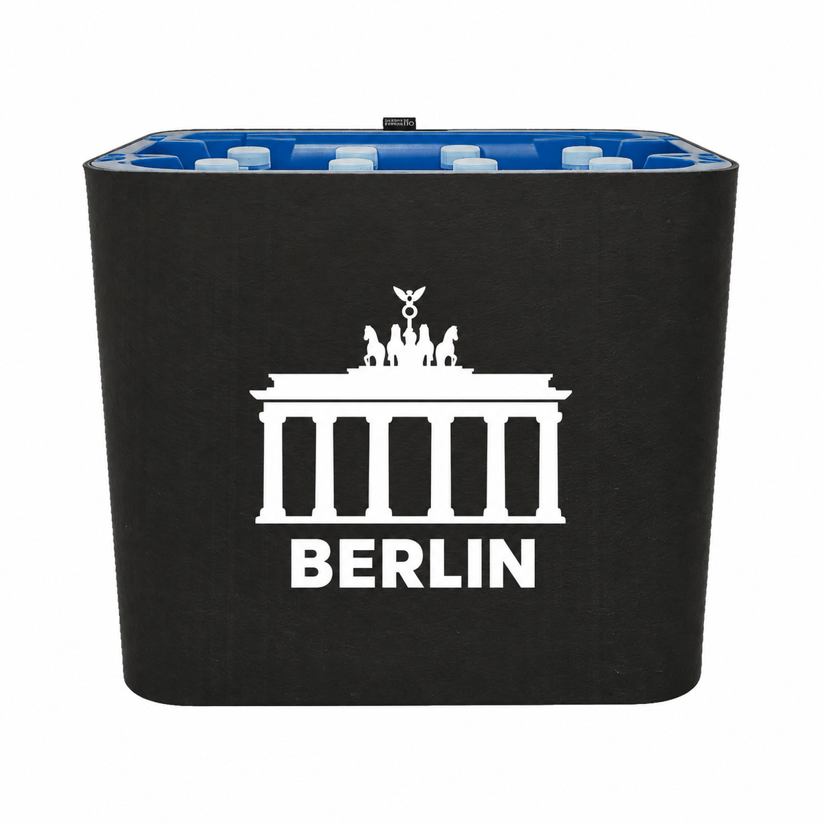 KistenBlende Berlin Stadt Silhouette auf Wasserkiste PET