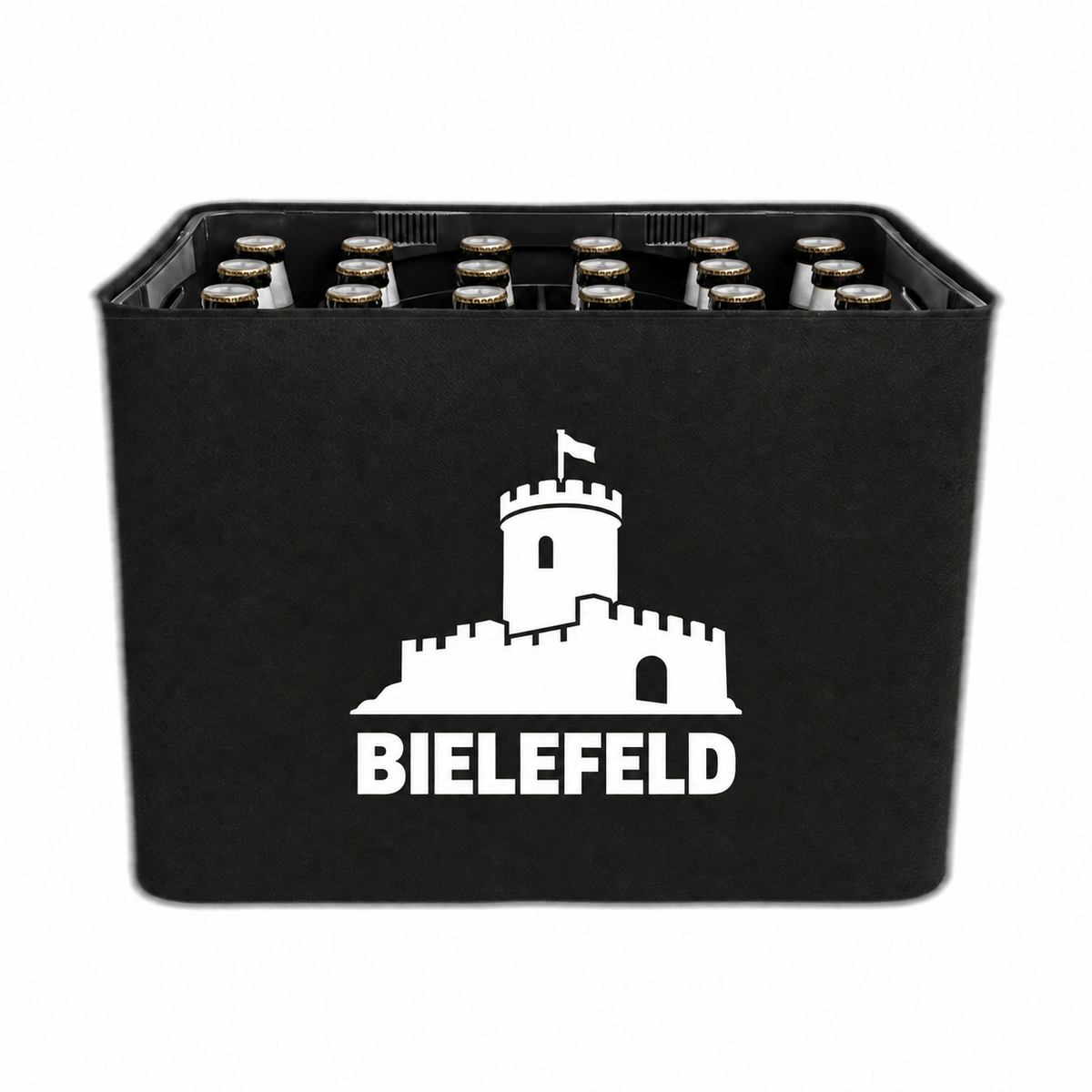 KistenBlende Bielefeld Stadt Silhouette auf Bierkasten