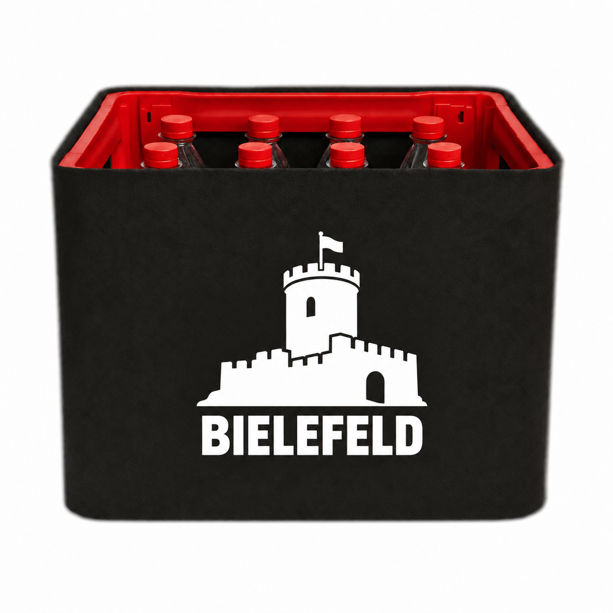 KistenBlende Bielefeld Stadt Silhouette auf Limonadenkiste PET
