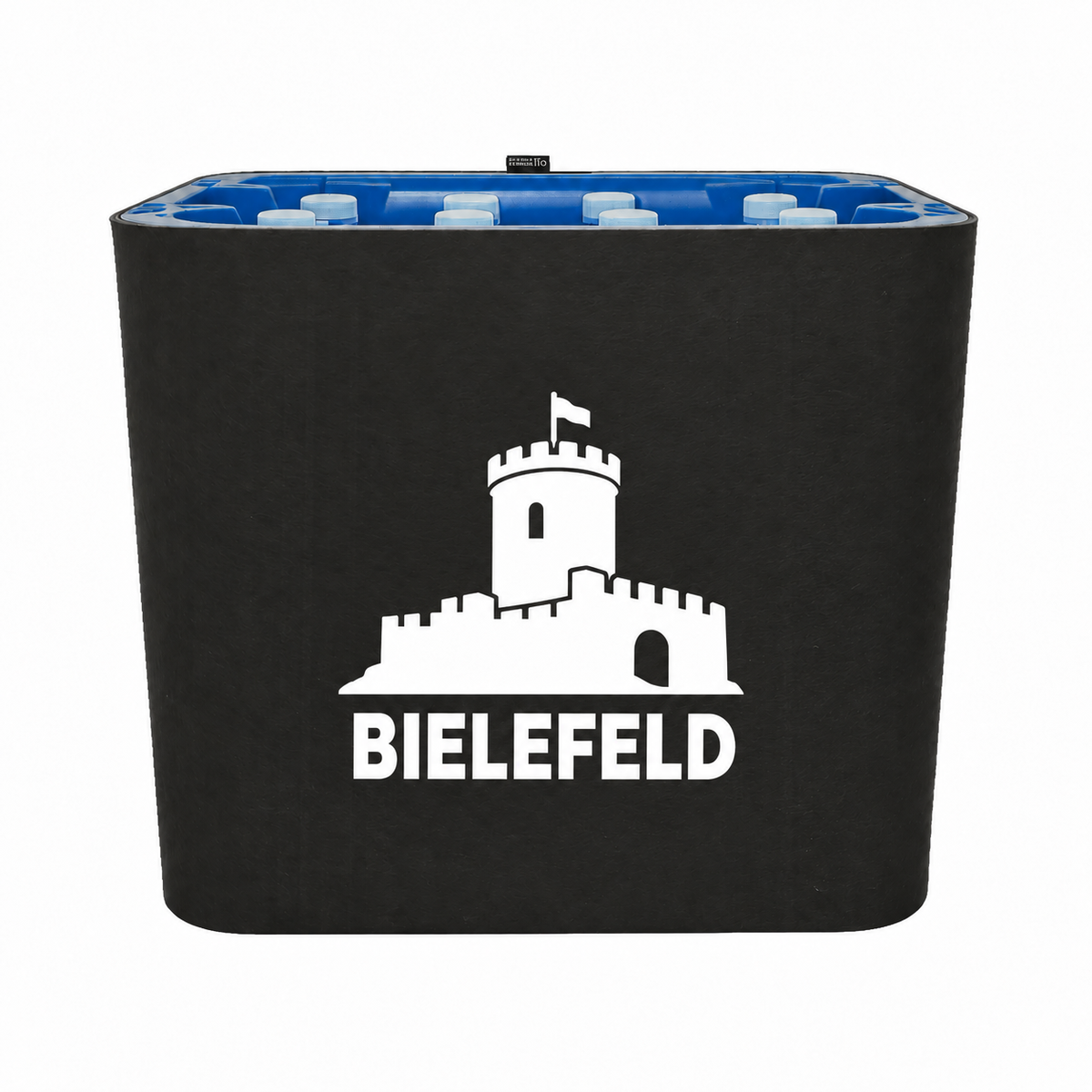 KistenBlende Bielefeld Stadt Silhouette auf Wasserkiste PET