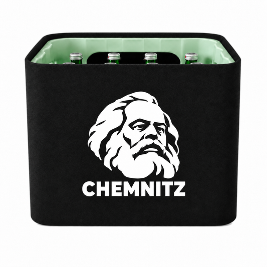 KistenBlende Chemnitz Stadt Silhouette auf Wasserkiste Glas