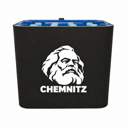 KistenBlende Chemnitz Stadt Silhouette auf Wasserkiste PET