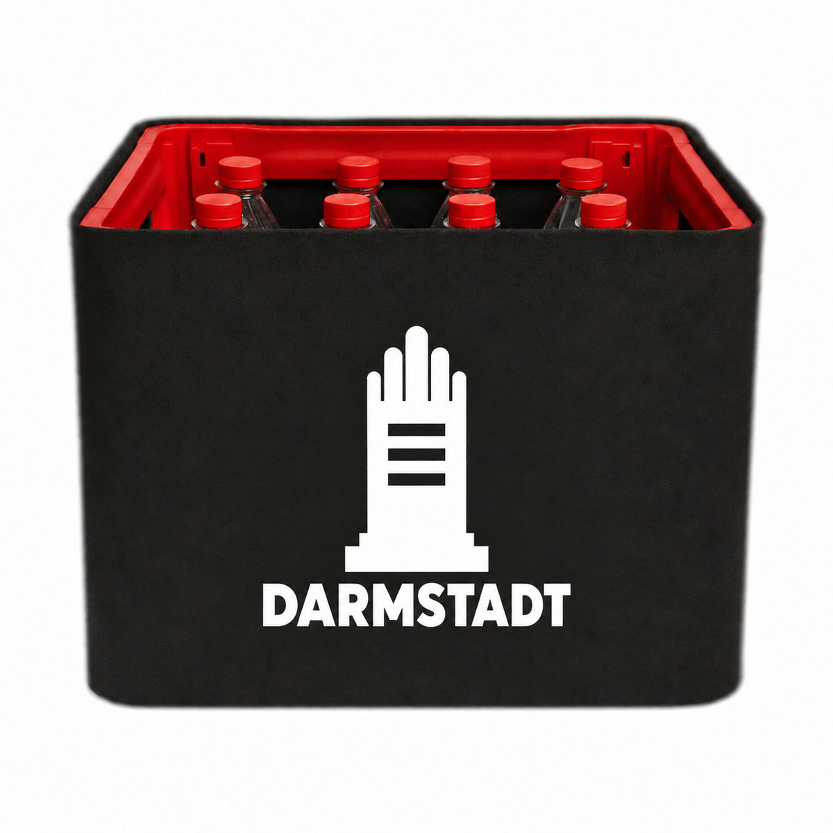 KistenBlende Darmstadt Stadt Silhouette auf Limonadenkiste PET