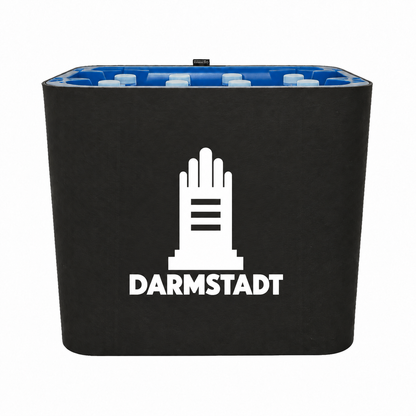 KistenBlende Darmstadt Stadt Silhouette auf Wasserkiste PET