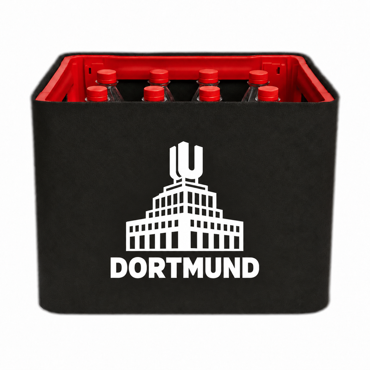 KistenBlende Dortmund Stadt Silhouette auf Limonadenkiste PET
