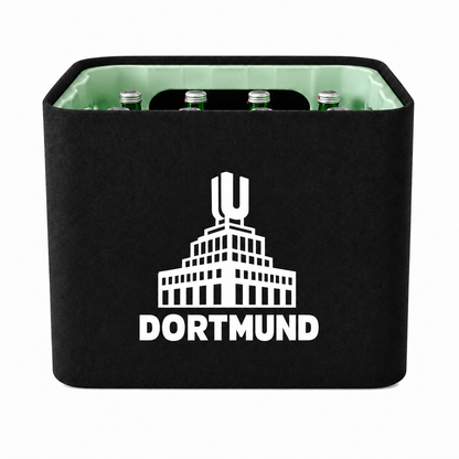 KistenBlende Dortmund Stadt Silhouette auf Wasserkiste Glas