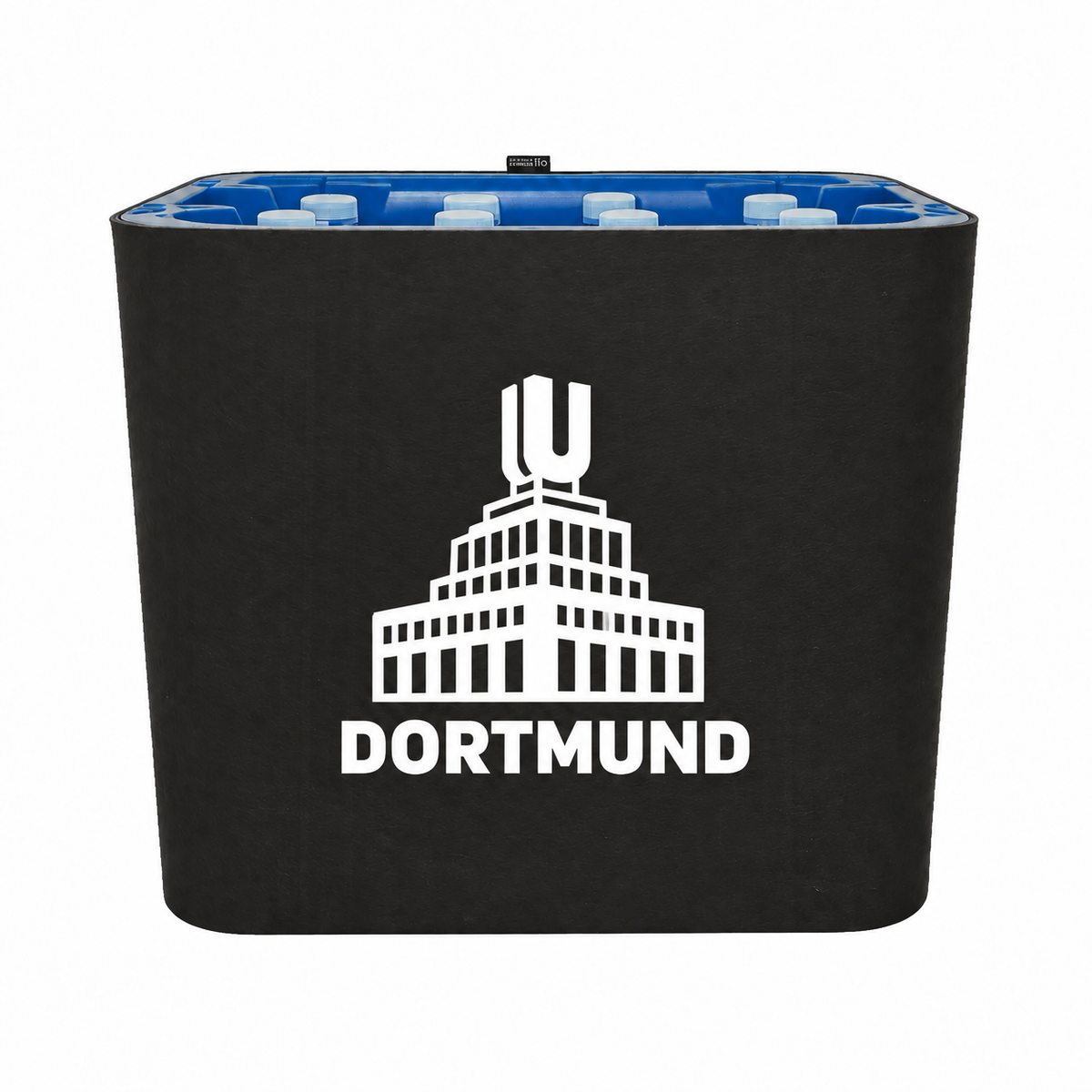 KistenBlende Dortmund Stadt Silhouette auf Wasserkiste PET