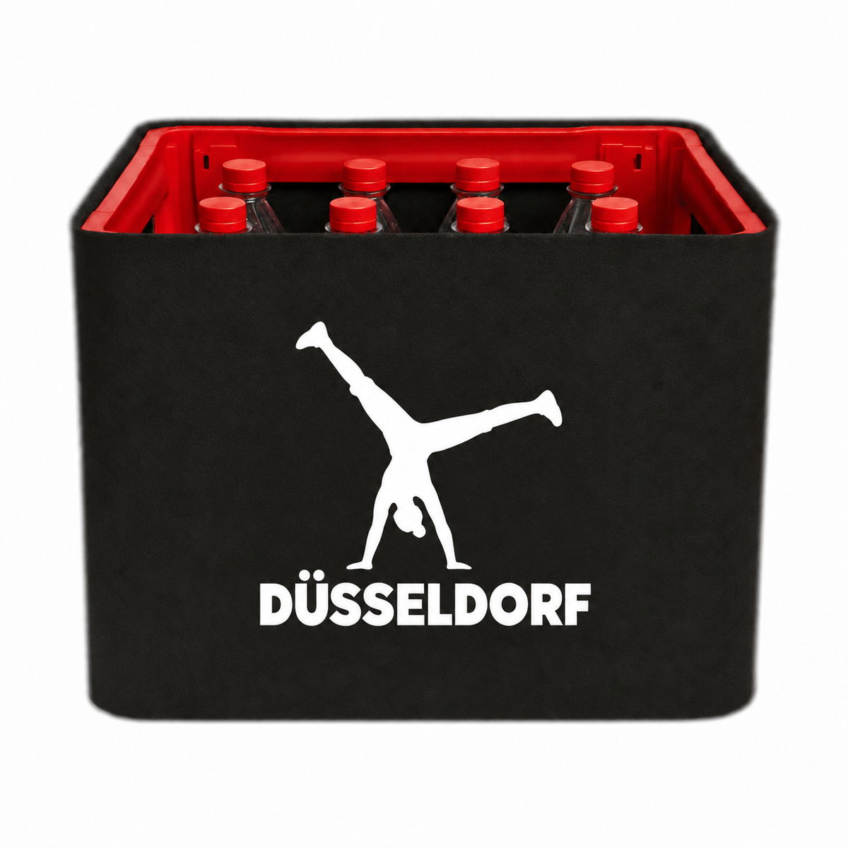 KistenBlende Düsseldorf Stadt Silhouette auf Limonadenkiste PET
